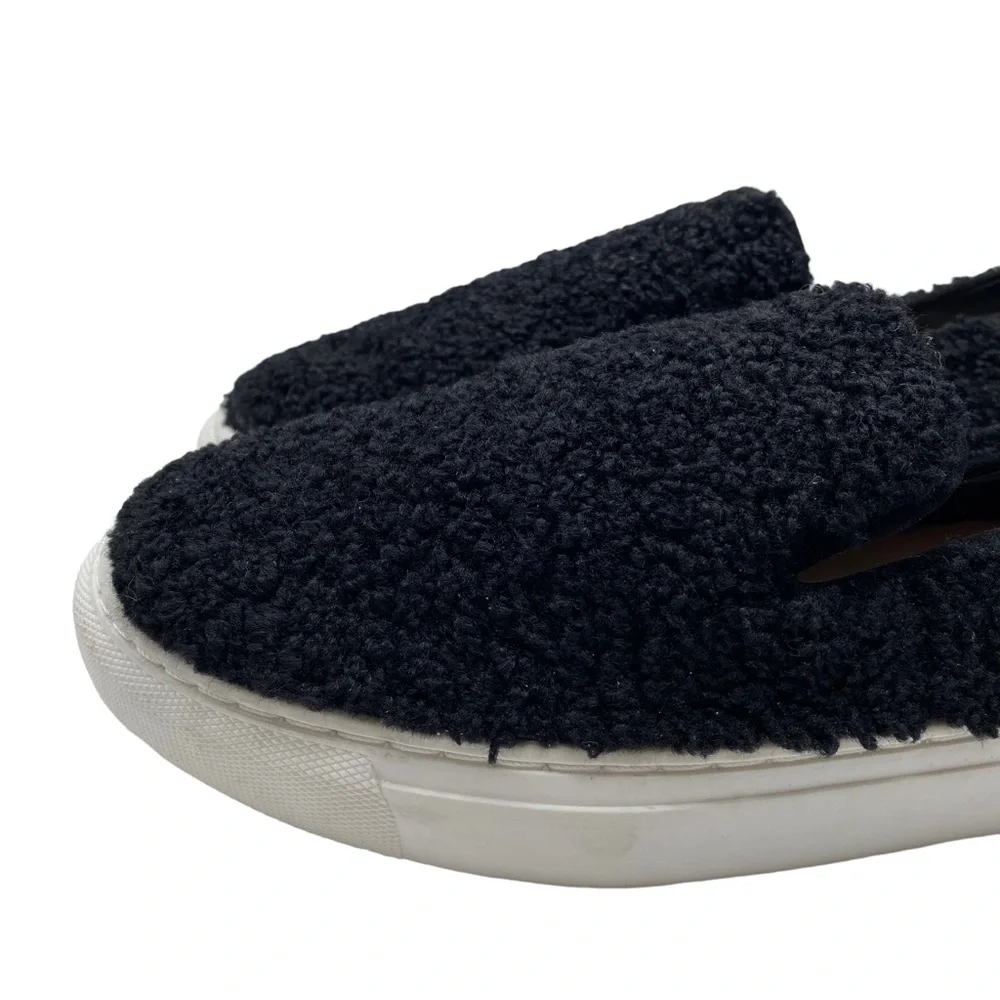 Steven New York by Steve Madden Kimbel Black Faux Fur Slip On Shoe Size 9